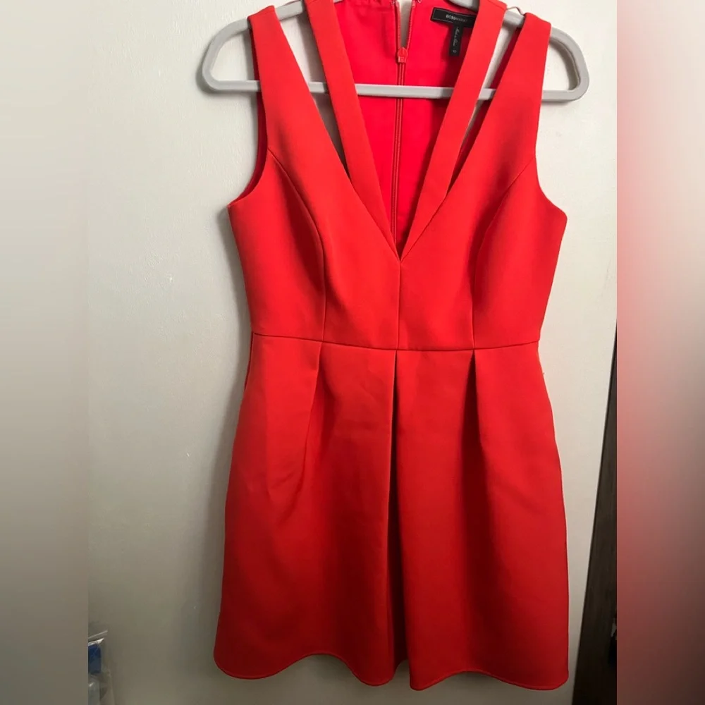 BCBG MAXAZARIA RED ORANGE A LINE DRESS♥️🧡 - Picture 1 of 2